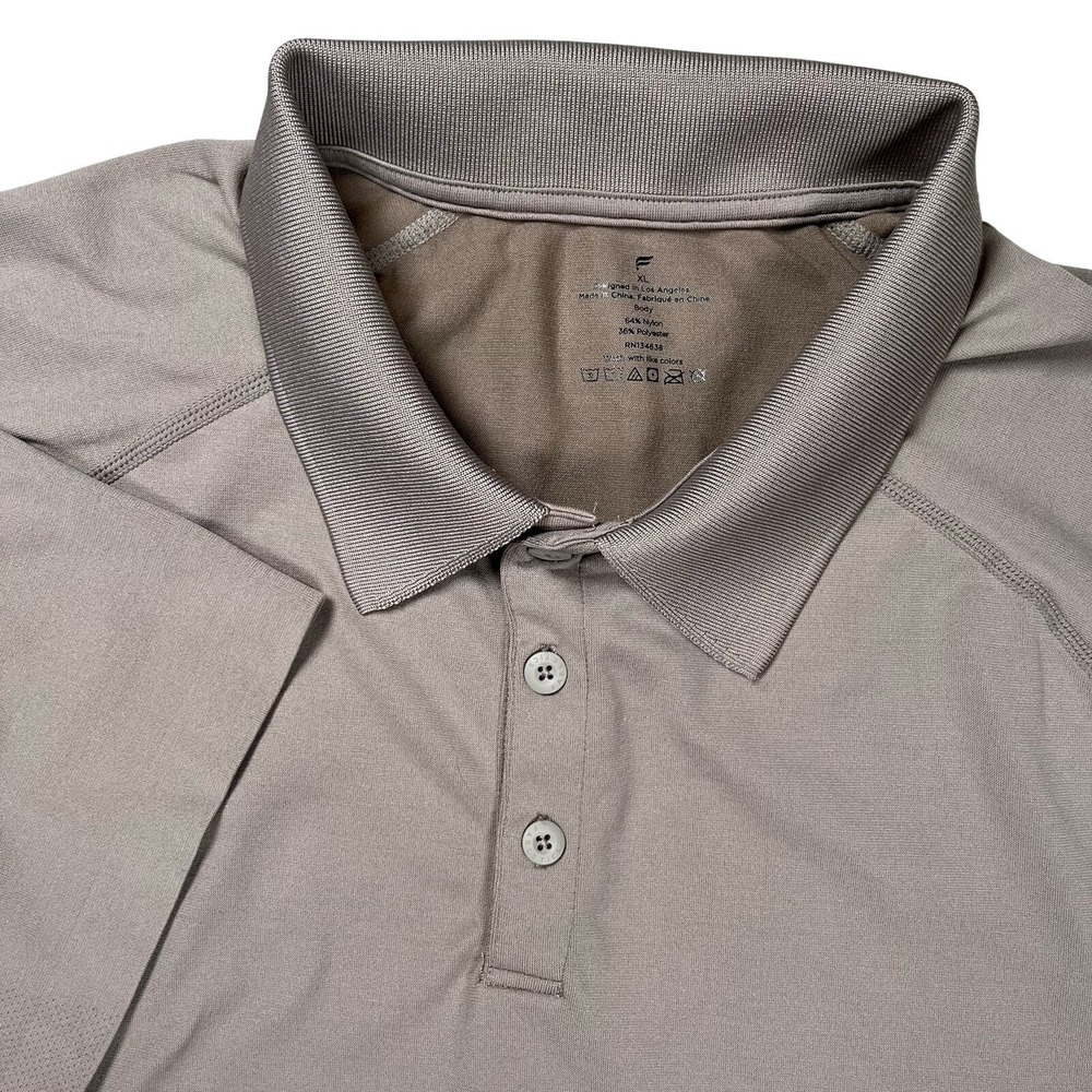 Fabletics Training Day Polo Shirt‎ Men's Sz XL Brown Collared Athleisure Casual